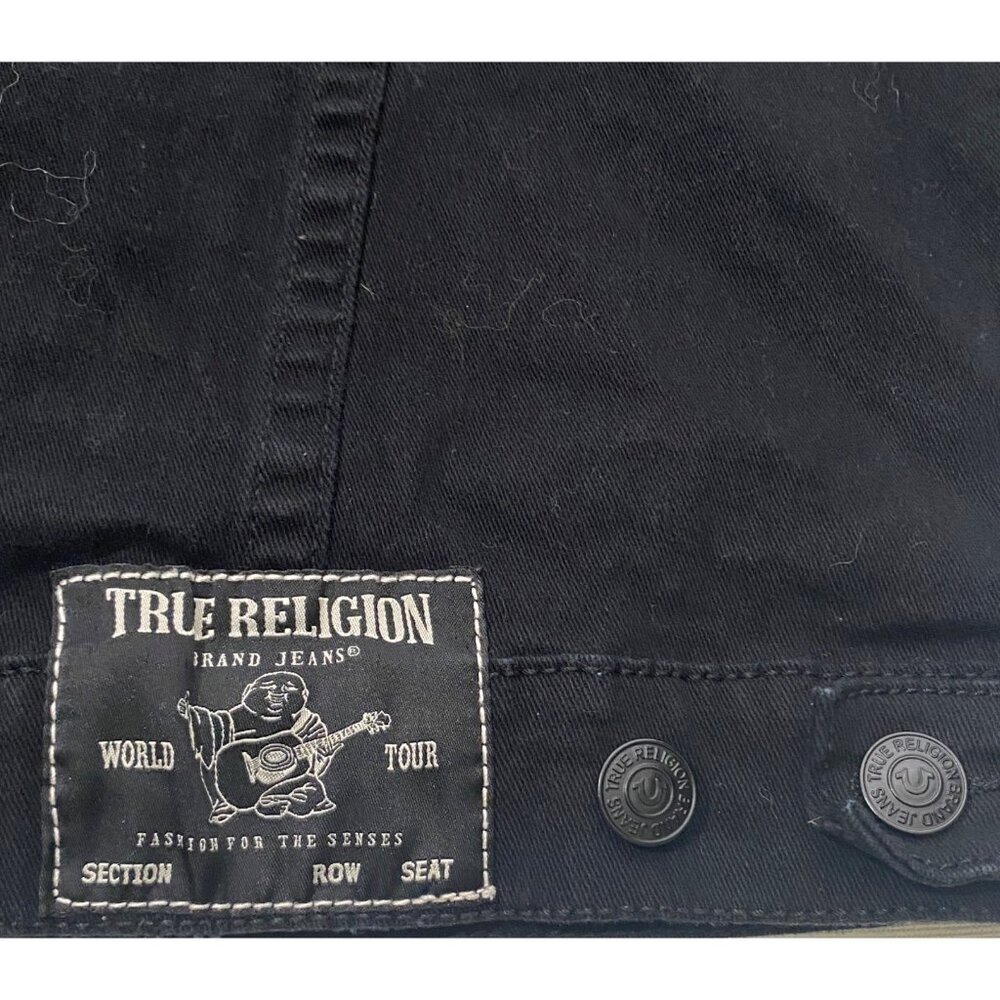 True Religion Men's Stretch Denim Trucker Jacket black size XL stretch denim - Picture 7 of 12